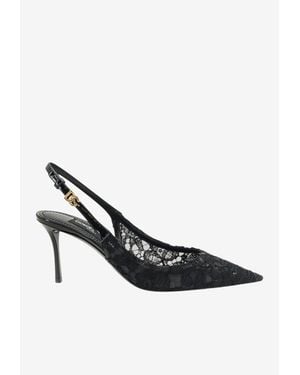Dolce & Gabbana Cardinale 75 Slingback Lace Pumps - White