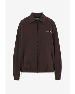 Miu Miu Zip-Up Blouson Jacket - Brown