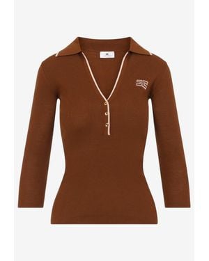 Elisabetta Franchi Knit Polo Sweater - Brown