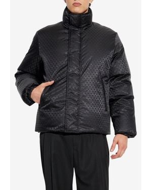 McQueen Skull Jacquard Puffer Jacket - Black