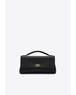 Balenciaga Small Bel Air Leather Clutch Bag - Black