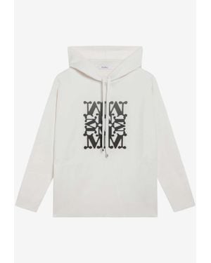 Max Mara Taddeo Intarsia Knit Wool Sweater With Hood - White