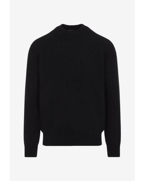 Brioni Mock-Neck Chunky Knit Cashmere Sweater - Black