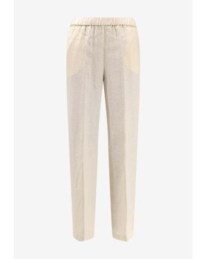 Aspesi Drawstring Linen Pants - Natural
