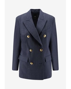 Pinko New Guinea Double-Breasted Wool Blazer - Blue