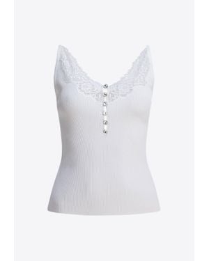 Tシャツ・カットソー SELF PORTRAIT RIBBED TOP WITH LACE Self-Portrait Tops for Women | Online Sale up to 85% off