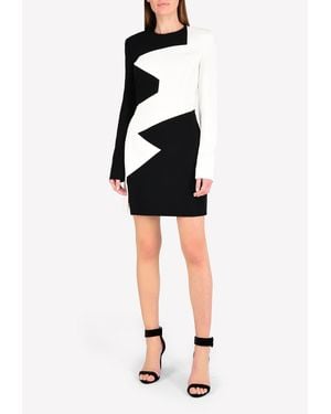 Mugler Geometric Pattern Sleeved Mini Dress - Black