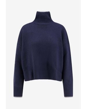 Pinko Falkland High-Neck Ribbed Sweater - Blue