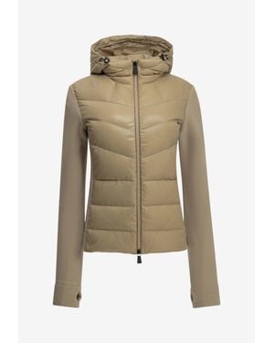 Moncler Padded Zip-Up Hooded Sweatshirt - Natural