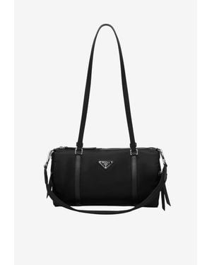Prada Re-Nylon Logo Shoulder Bag - Black