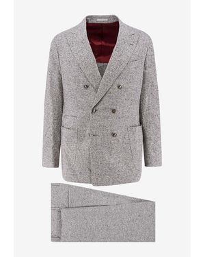 Brunello Cucinelli Double-Breasted Wool Suit - Grey