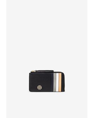 Tory Burch Robinson Pebbled Leather Zip Cardholder - White
