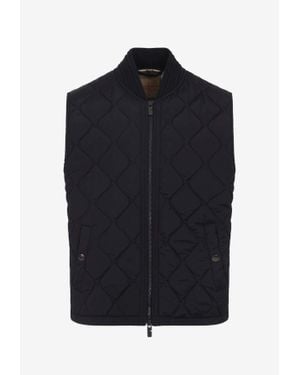 Burberry Quilted Zip-Up Vest - Blue
