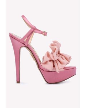 Charlotte Olympia Serine 145 Ruffled Leather Heels - Pink