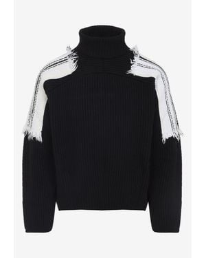Mordecai Patched-Shoulders Knitted Sweater - Black