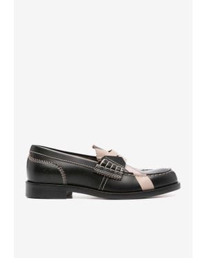 COLLEGE Cross-Print Calf Leather Loafers - White