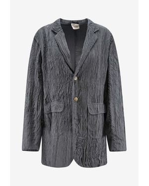 Alysi Single-Breasted Wrinkled Blazer - Gray