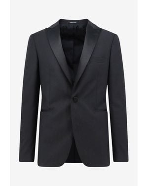 Tagliatore Covered-Button Peak Blazer - Black
