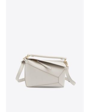 Loewe Small Mastice Puzzle Edge Crossbody Bag - White