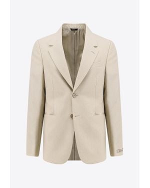 Fendi Wool Single-Breasted Blazer - Natural