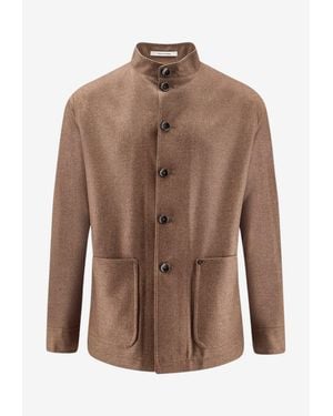 Tagliatore Mandarin-Collar Tailored Blazer - Brown