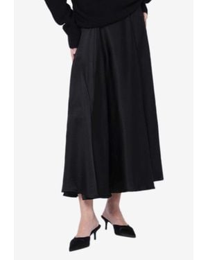 Anine Bing Christina Silk-Blend Midi Skirt - Black