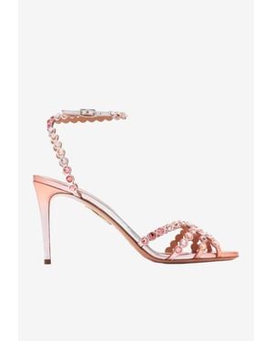 Aquazzura Tequila 85 Crystal-Embellished Sandals - Pink