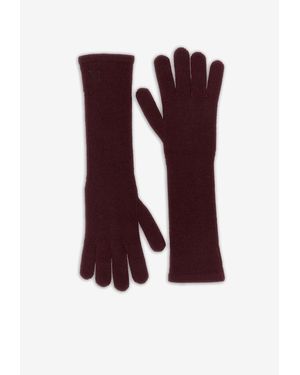 Max Mara Jock Ribbed Embroidered Gloves - Purple