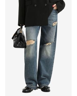 Dolce & Gabbana Distressed Low-Rise Jeans - Black