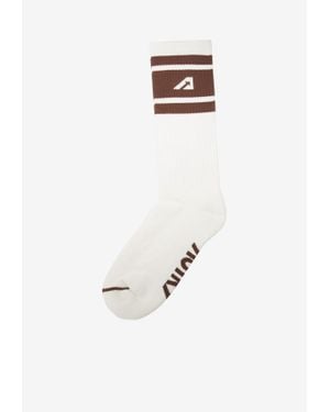 Autry Logo Jacquard Ribbed Socks - White