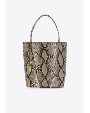 Chloé Large Spin Python Print Leather Tote Bag - White