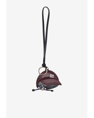 Miu Miu Logo Print Cap Keychain - White