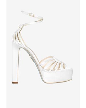 Aquazzura Sweetheart 130 Cage Bridal Platform Sandals - White