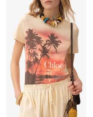 Chloé Crewneck Printed T-Shirt - Natural