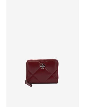 Tory Burch Small Kira Quilted Leather Zip-Around Wallet - Red