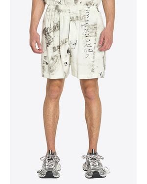 Balenciaga Logo-Printed Bermuda Shorts - White