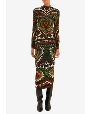 FARM Rio Heart Deco Midi Dress - Green