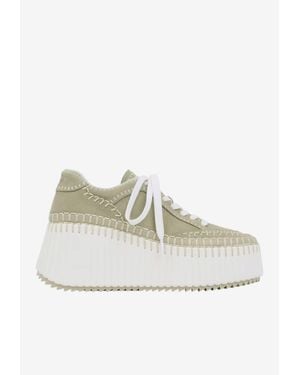 Chloé Nama Wedge Platform Sneakers - White
