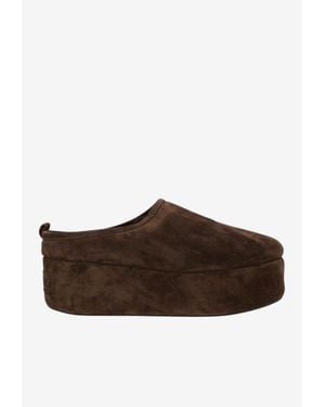 Balenciaga Alaska Suede Flatform Mules - Brown
