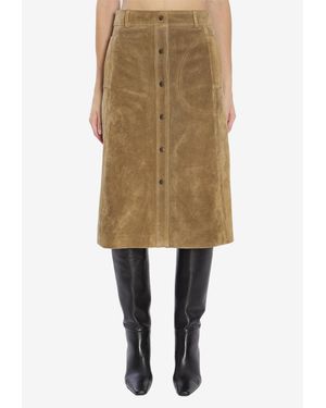 Arma Elen Suede Knee-Length Skirt - Natural
