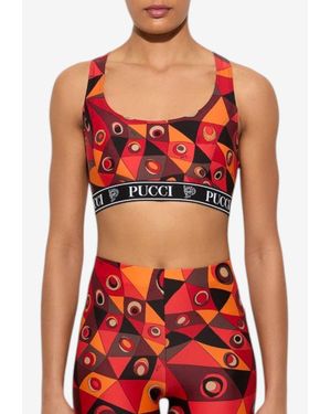 PUCCI Occhi Print Cropped Top - Orange