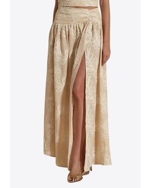 Dahlia Bianca Cleo Floral Maxi Skirt - Natural
