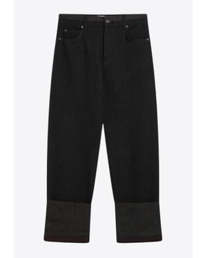 Loewe Straight-Leg Turn-Up Jeans - Black