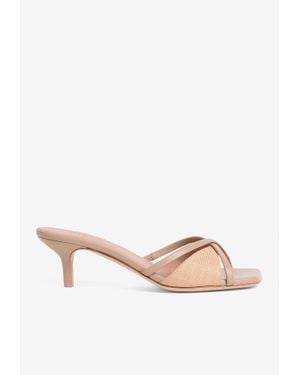 Malone Souliers Penn 45 Raffia And Leather Mules - Natural