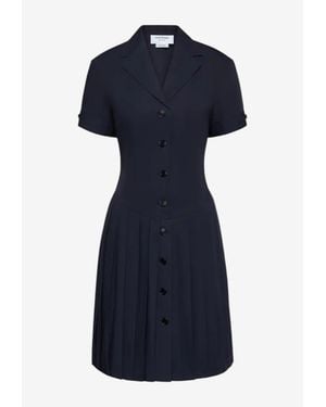 Thom Browne Pleated Shirt Dress - Blue