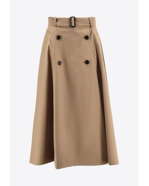 Burberry Belted Midi Skirt - Natural