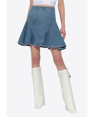 Givenchy Flared Mini Denim Skirt - Blue