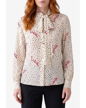 Valentino Silk Pludsepois Bubble Shirt - White