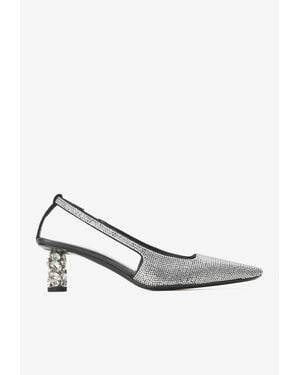Tom Ford 50 Embroidered Slingback Pumps - White