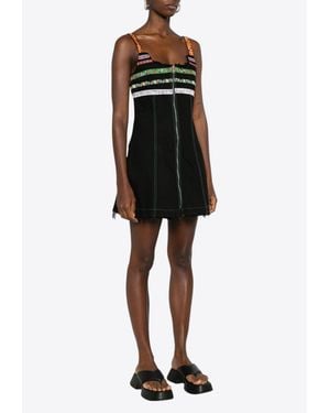 Cormio Lindsey Sleeveless Denim Mini Dress - Black